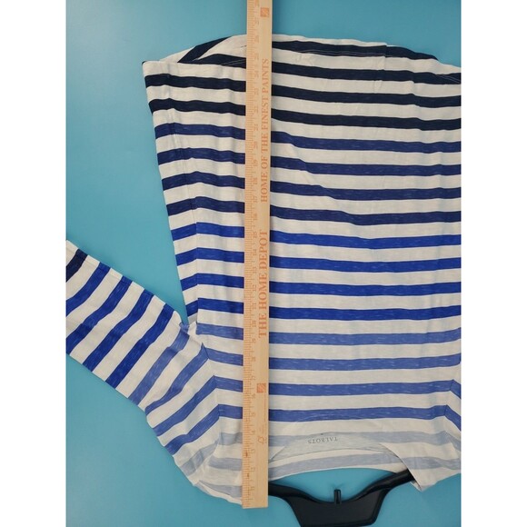 Talbots Lightweight Top Sz M Striped Roll Tab Sleeve Relaxed Fit Nautical Beach - Picture 10 of 10